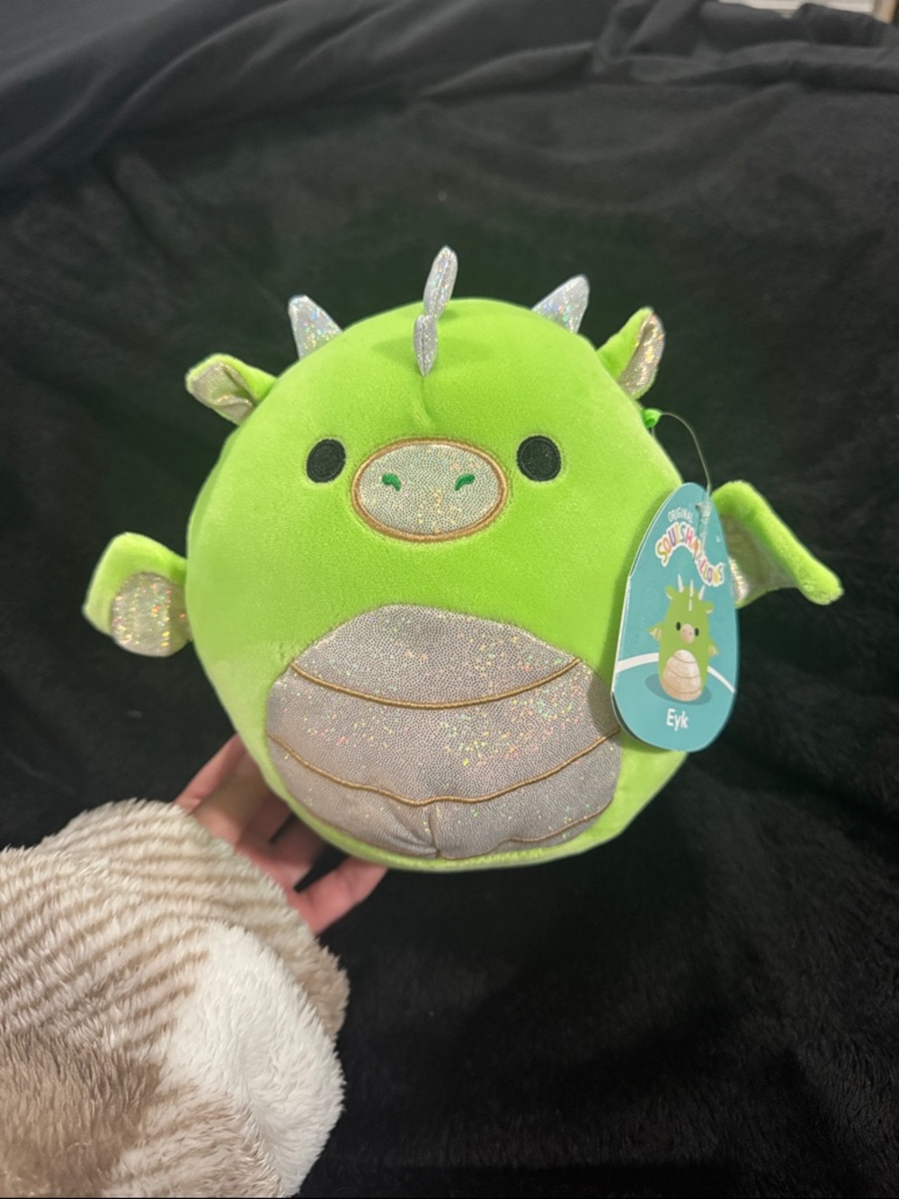 Squishmallows Green Dragon Eyk Plush with Shimmer Accents